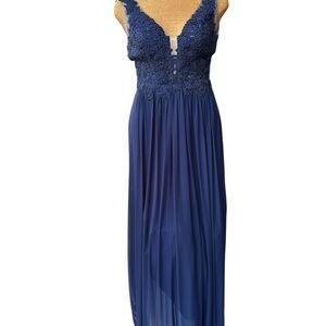 Sherri Hill Navy Lace Evening Gown